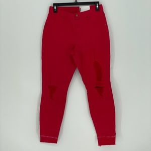 ZEZA B Red Distressed Jeggings